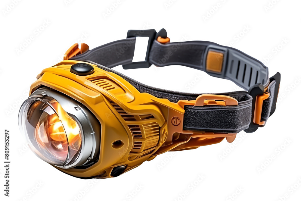 Camping headlamp isolated on white background, clear image for product catalogues