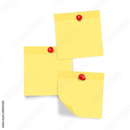 pined post its yellow 3 set red thumbtacks