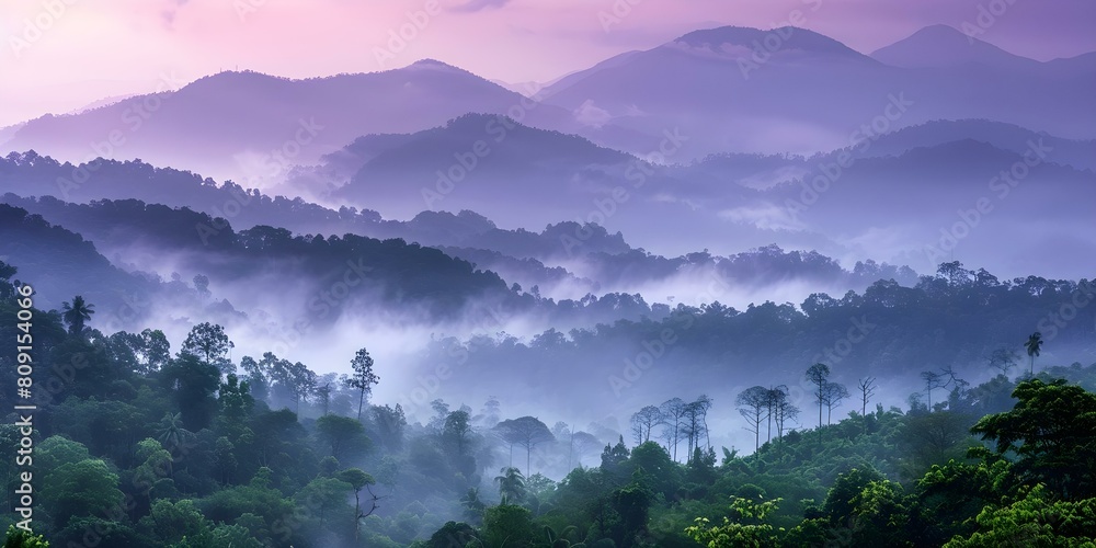 Majestic Misty Mountains in Kerala, India: A Serene and Picturesque View. Concept Majestic Mountains, Misty Landscapes, Kerala, India, Serene Views, Picturesque Scenery
