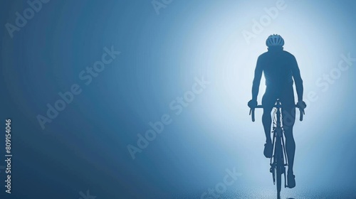 A man is cycling on a bike through the darkness