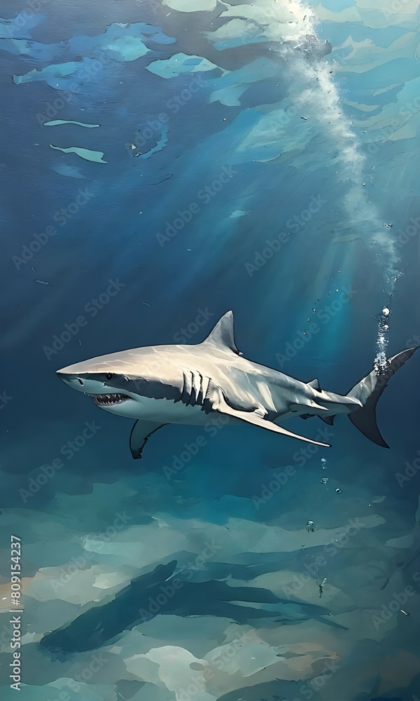 Naklejka premium shark in the sea