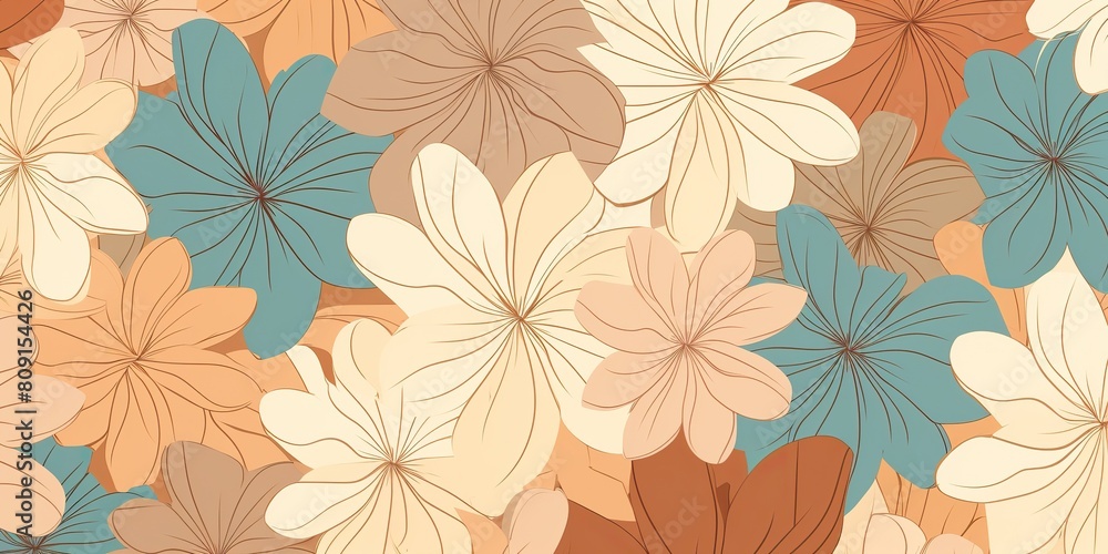 Pastel flowers in geometric pattern, in the style of light brown and light beige. Draw paint ink art decoration background Pastel flowers in geometric pattern, in the style of light brown and light beige. Draw paint ink art decoration background