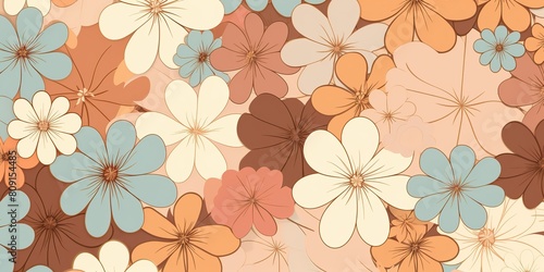 Wallpaper Mural Pastel flowers in geometric pattern, in the style of light brown and light beige. Draw paint ink art decoration background Torontodigital.ca