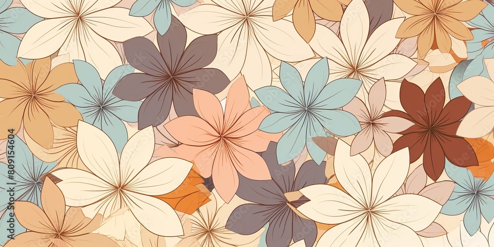 Pastel flowers in geometric pattern, in the style of light brown and light beige. Draw paint ink art decoration background Pastel flowers in geometric pattern, in the style of light brown and light beige. Draw paint ink art decoration background
