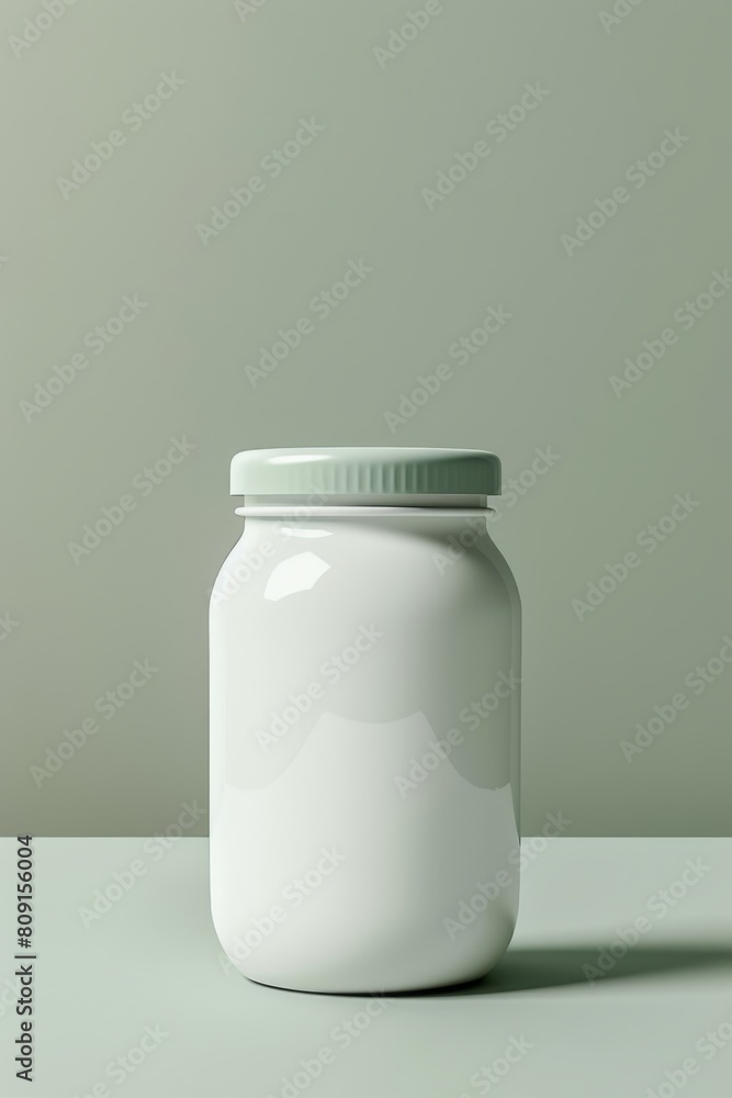Mockup of a white plastic jar on a grey background. Mockup of a white plastic jar on a grey background.