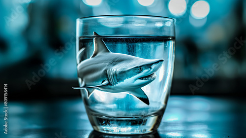 Tubarão em um copo de agua - wallpaper HD photo