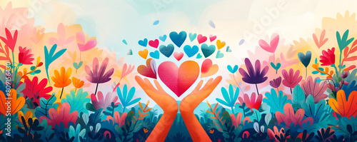 Colorful vector illustration promoting kindness and philanthropy on Charity Day.