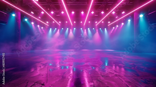 Energetic dance floor scene with neon magenta lights in motion  perfect for club advertisements and event promotions