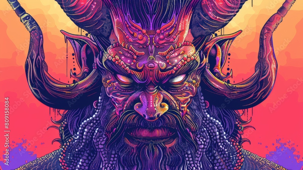 Fototapeta premium A scary demon face graphic illustration