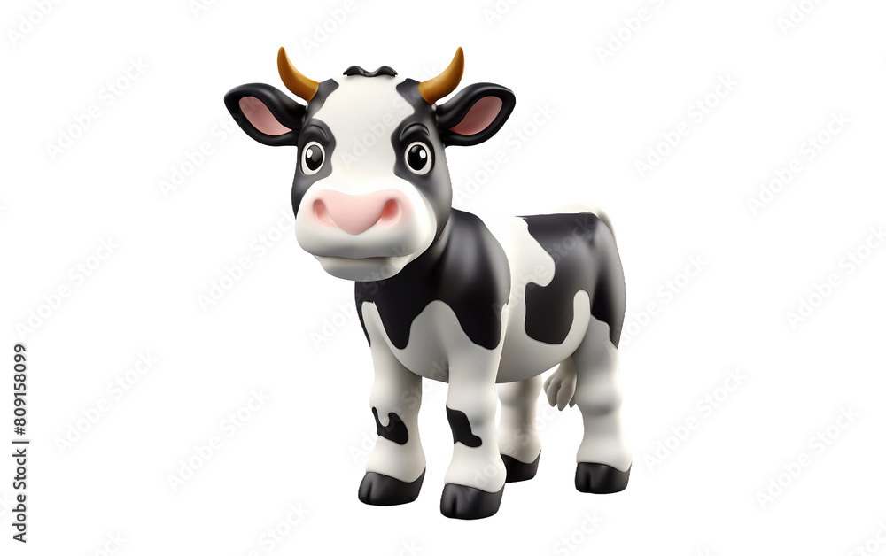 cow isolated on white cartoon toy