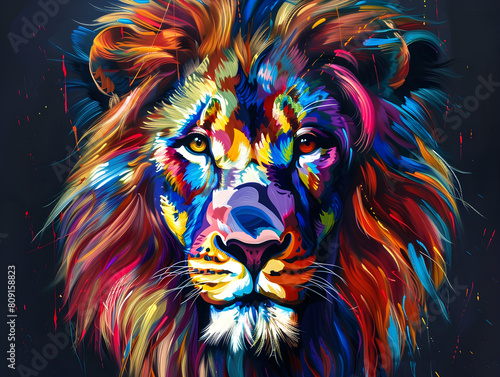 A multi-colored lion