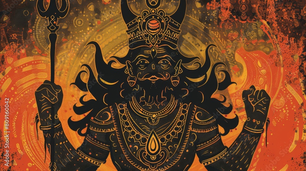 Naklejka premium A scary demon face graphic illustration