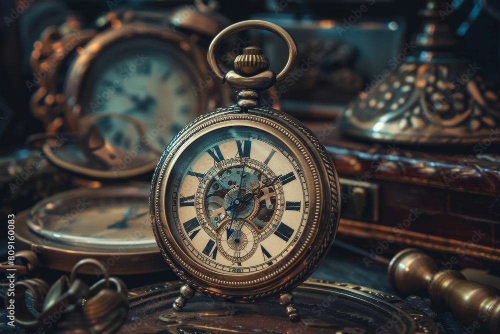 A detailed view of a pocket watch resting on a table surface, A bond that withstands time and challenges A detailed view of a pocket watch resting on a table surface, A bond that withstands time and challenges
