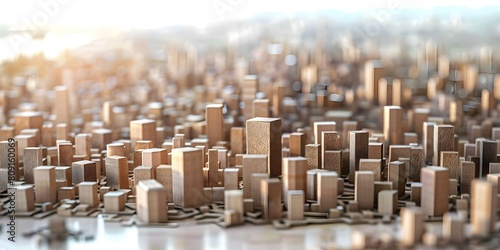Imaginary cardboard cityscape representing urban planning concepts with zoning regulations. Concept Urban Planning, Zoning Regulations, Cardboard Cityscape, Imaginary Concepts, City Development photo