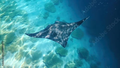 Giant Stingrays in the blue ocean  a stunning view of marine animals