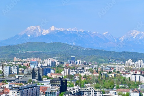 Aerial View of Ljubljana City, Capital City of Slovenia photo