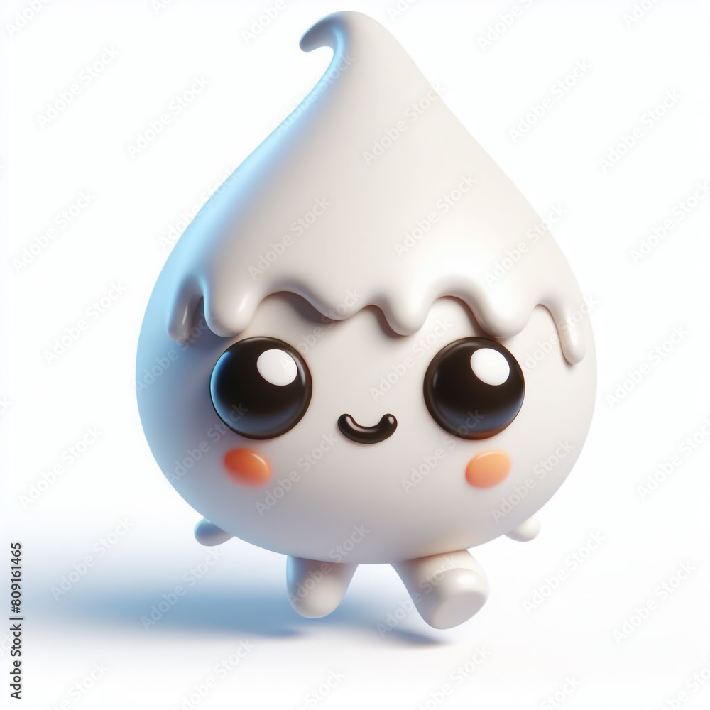 3D milk drop funny cartoon isolated on background. Healthy food and drinks
3D milk drop funny cartoon isolated on background. Healthy food and drinks