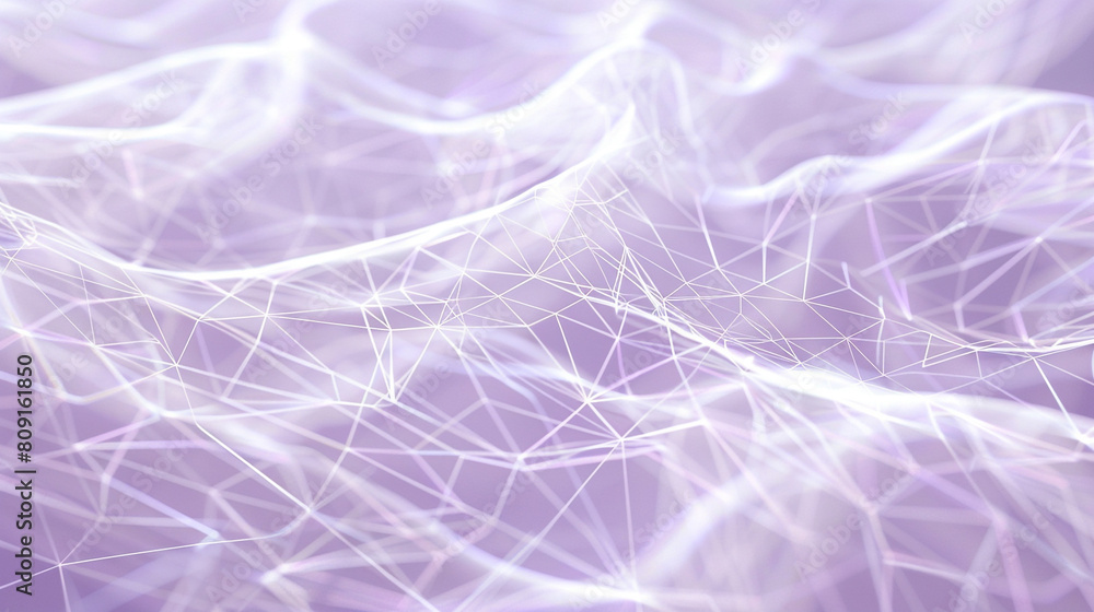 Against a backdrop of soft lavender, a network of white plexus lines flows smoothly, creating patterns reminiscent of organic tissues interconnected by threads of light,