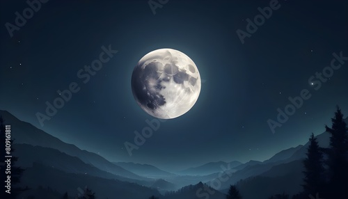 full moon over the mountains create with ai