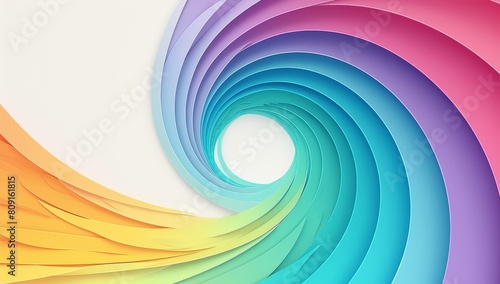 Colorful spiral background with vibrant rainbow colors. The swirls of color create a sense of movement and energy that can be used to represent creativity or diversity. 