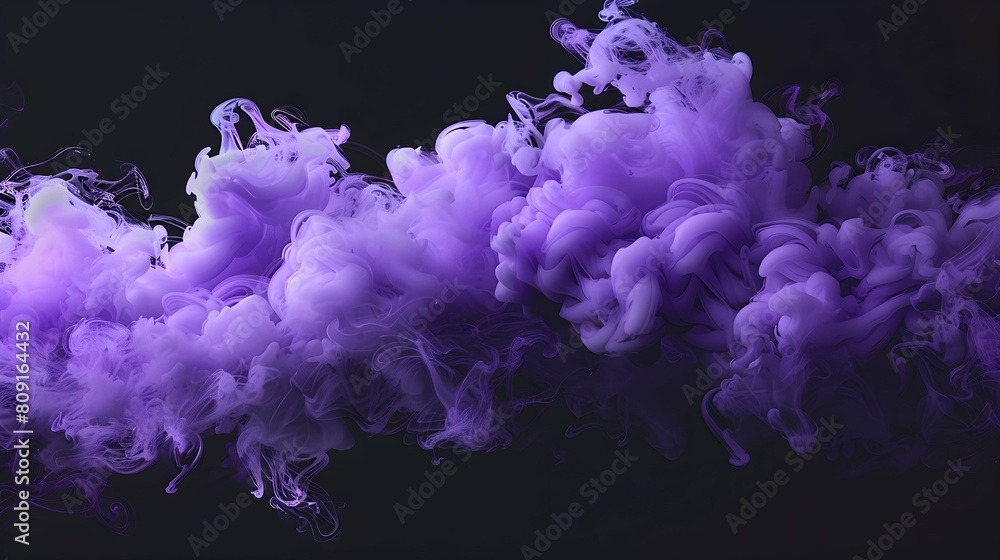 abstract purple and violet fluffy pastel ink smoke cloud against black background abstract purple and violet fluffy pastel ink smoke cloud against black background