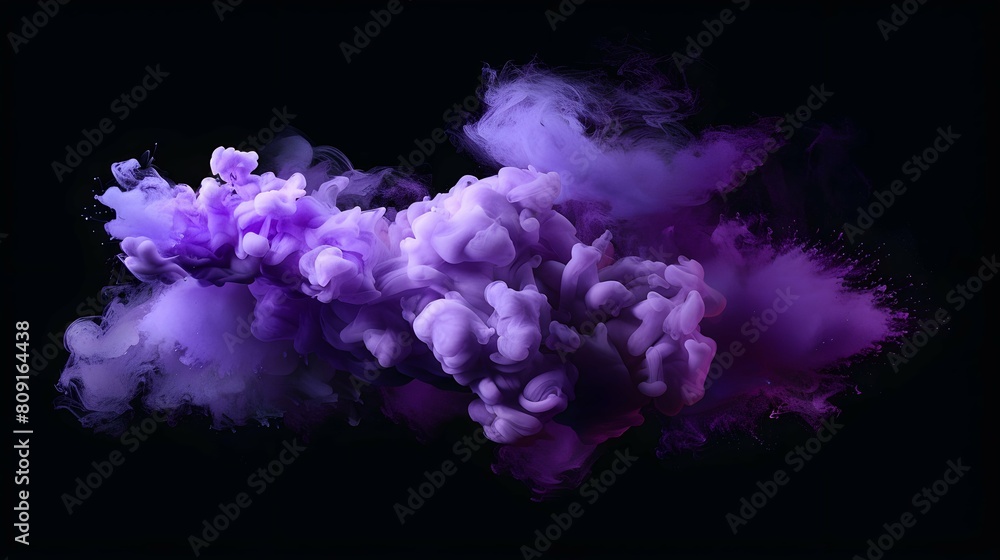 Fototapeta premium abstract purple and violet fluffy pastel ink smoke cloud against black background