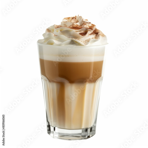 there is a glass of coffee with whipped cream and whipped topping