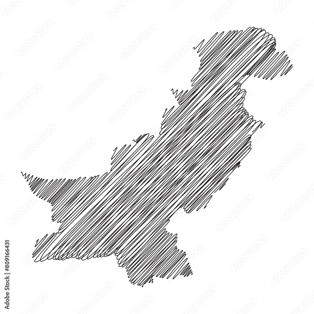 Pakistan thread map line vector illustration