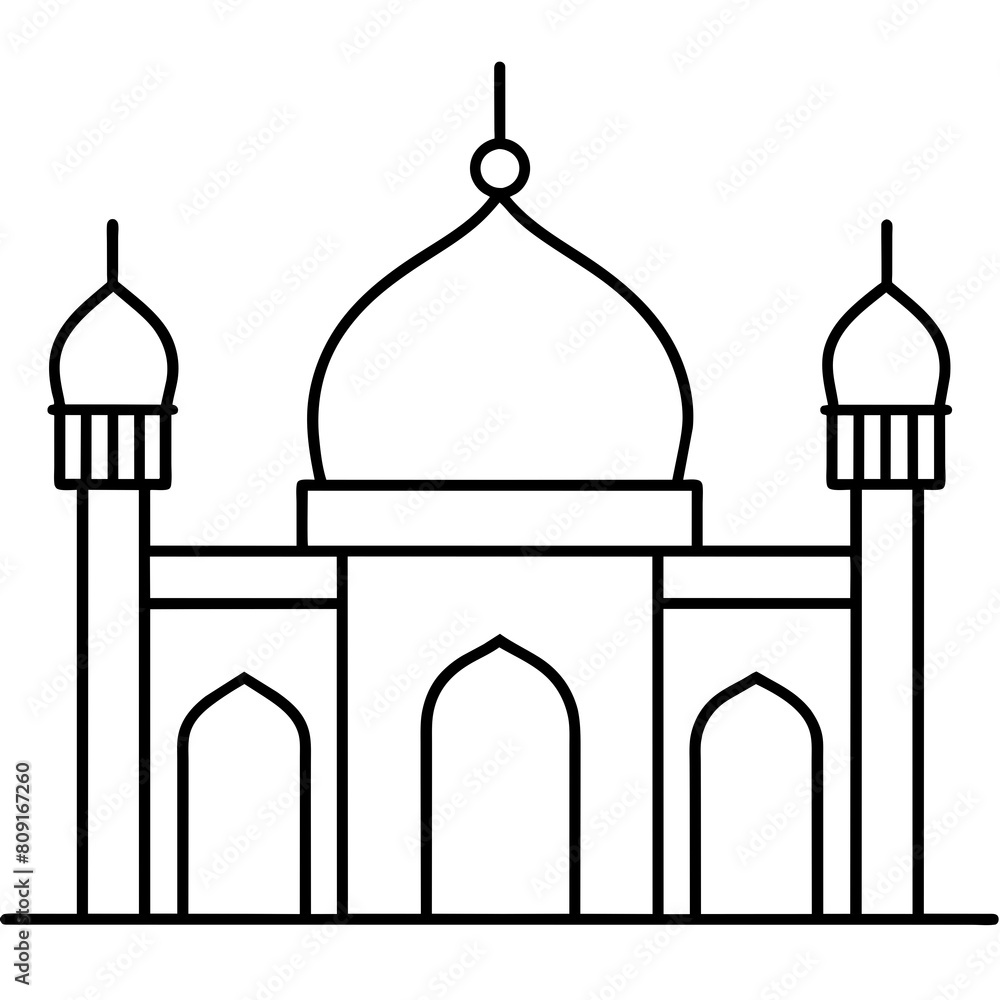 Mosque line art vector illustration Mosque line art vector illustration