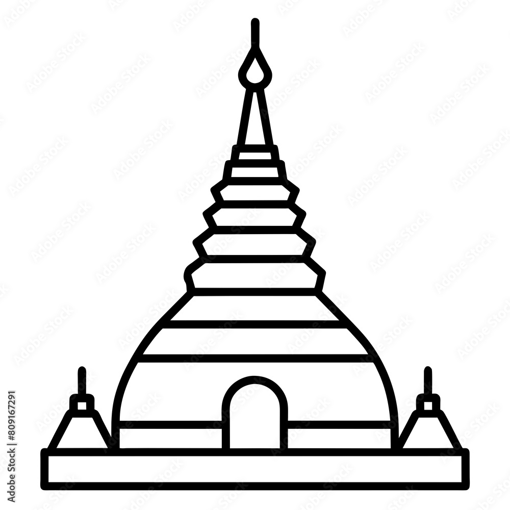 Temple line art vector illustration Temple line art vector illustration