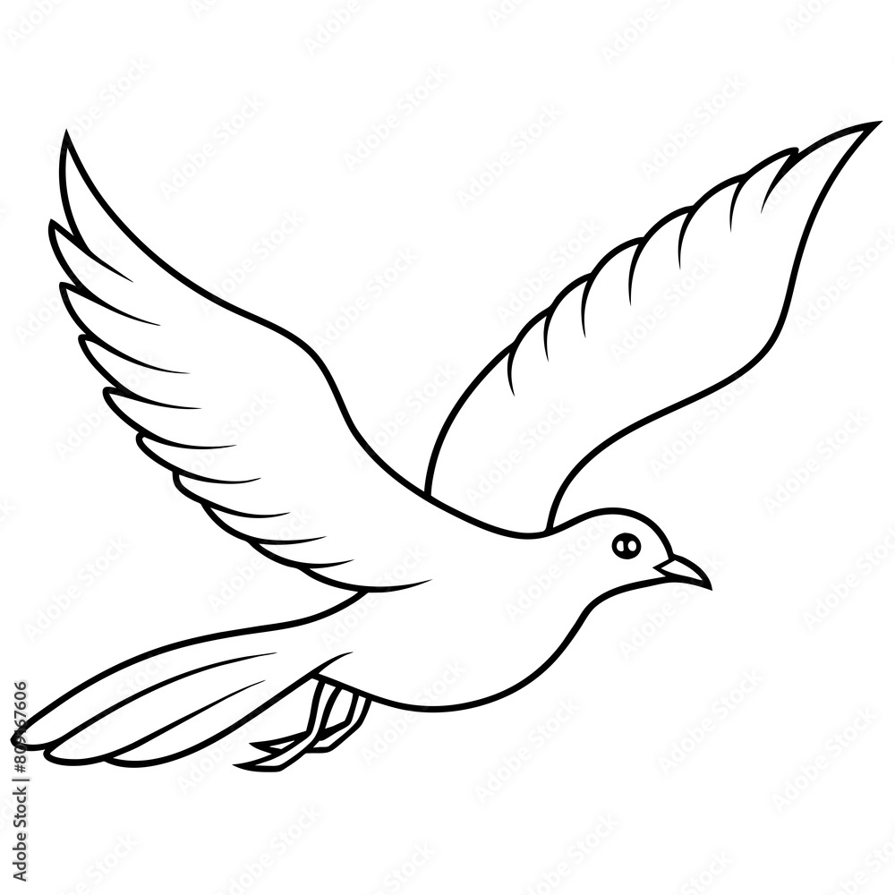 Fototapeta premium Bird flying line art vector illustration