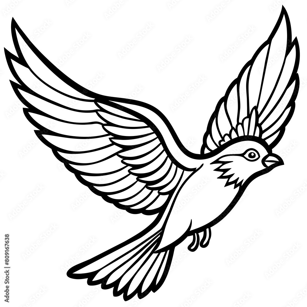 Obraz premium Bird flying line art vector illustration