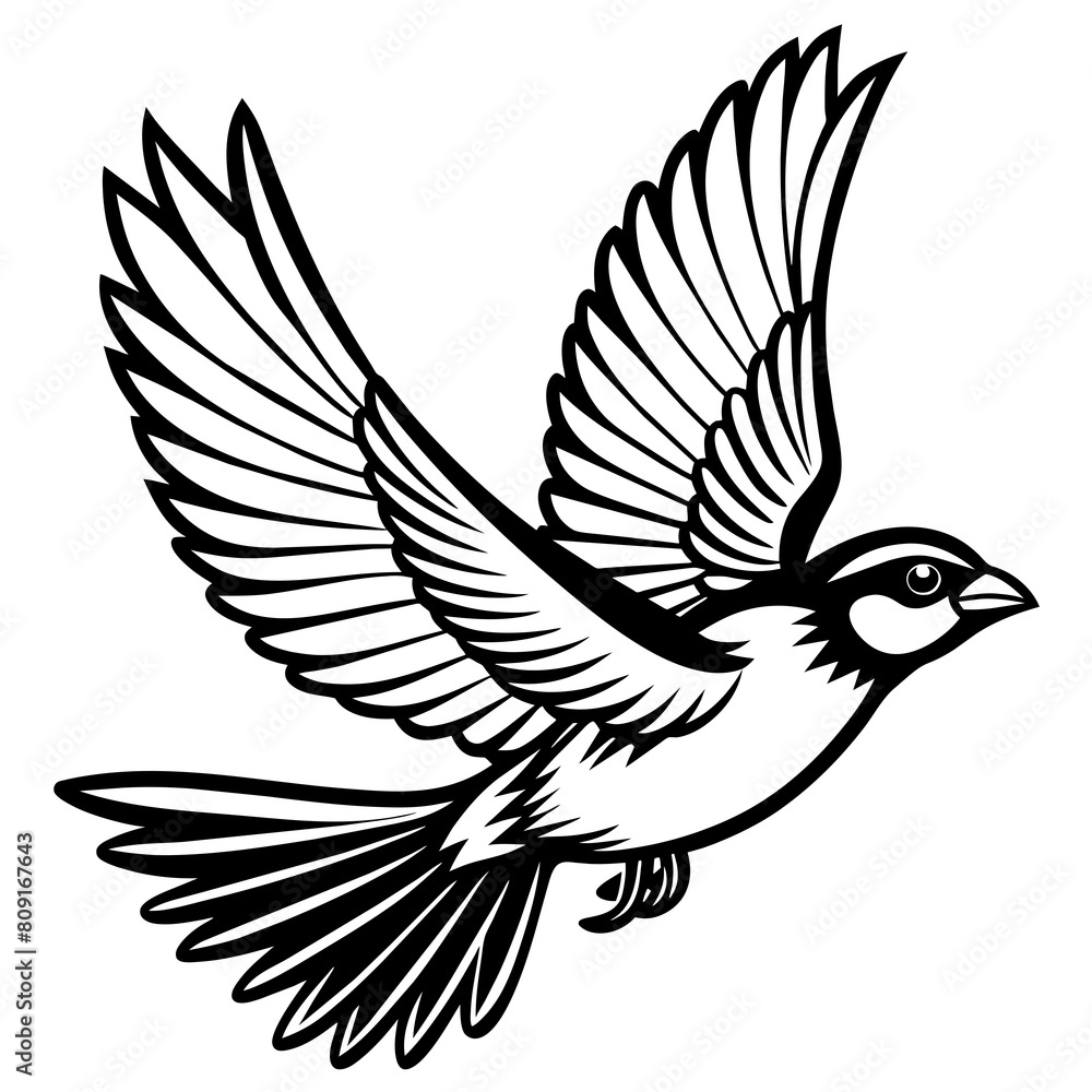 Fototapeta premium Bird flying line art vector illustration