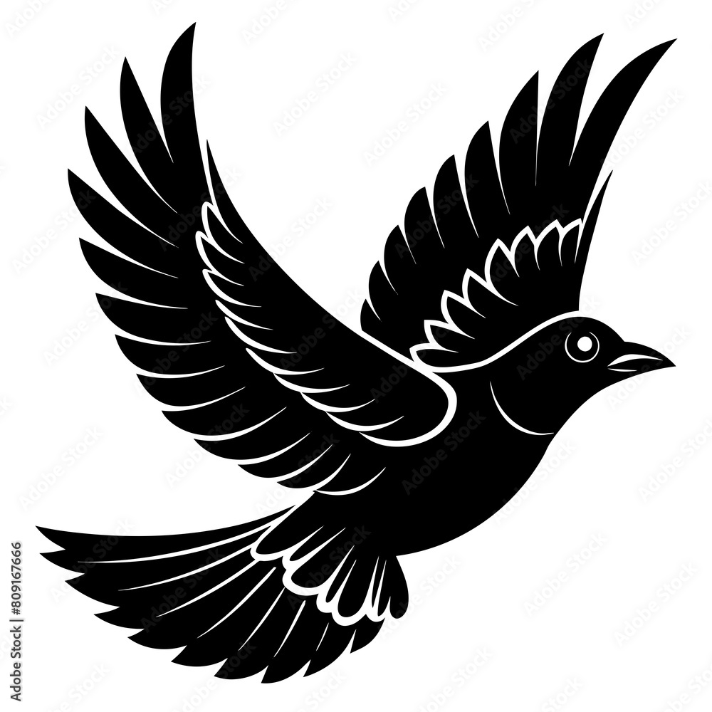 Obraz premium Bird flying silhouette vector illustration