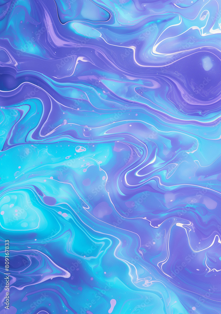 Abstract background of turquoise marble with swirling lavender ink patterns and teal ripples Abstract background of turquoise marble with swirling lavender ink patterns and teal ripples