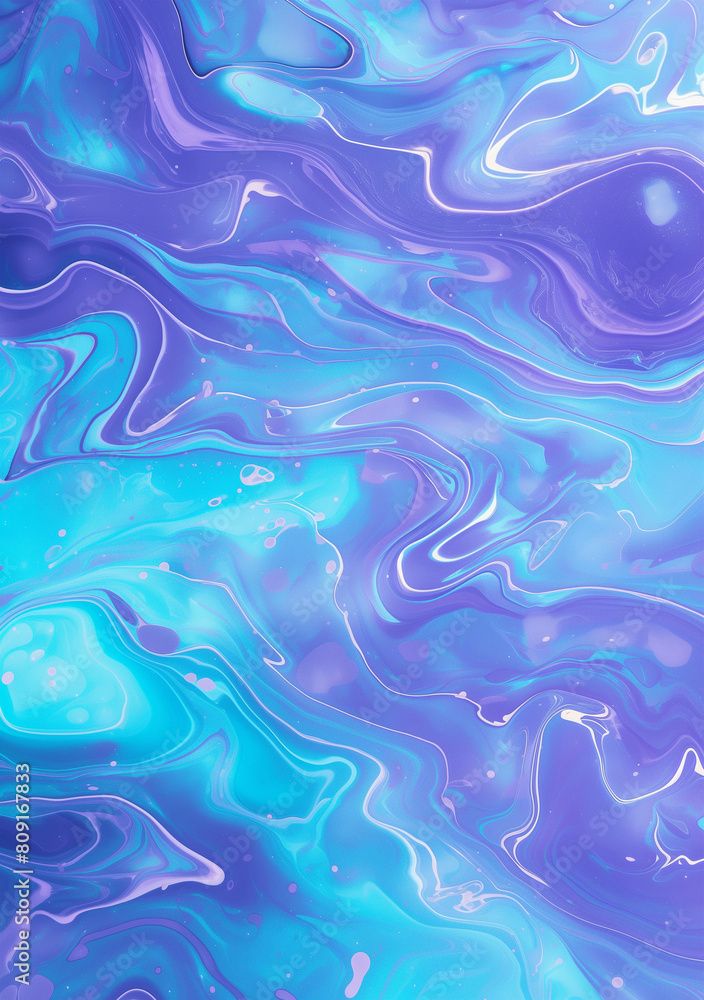 Abstract background of turquoise marble with swirling lavender ink patterns and teal ripples