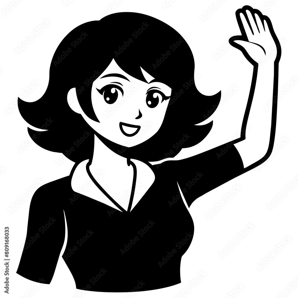 Girl waving hand vector illustration Girl waving hand vector illustration