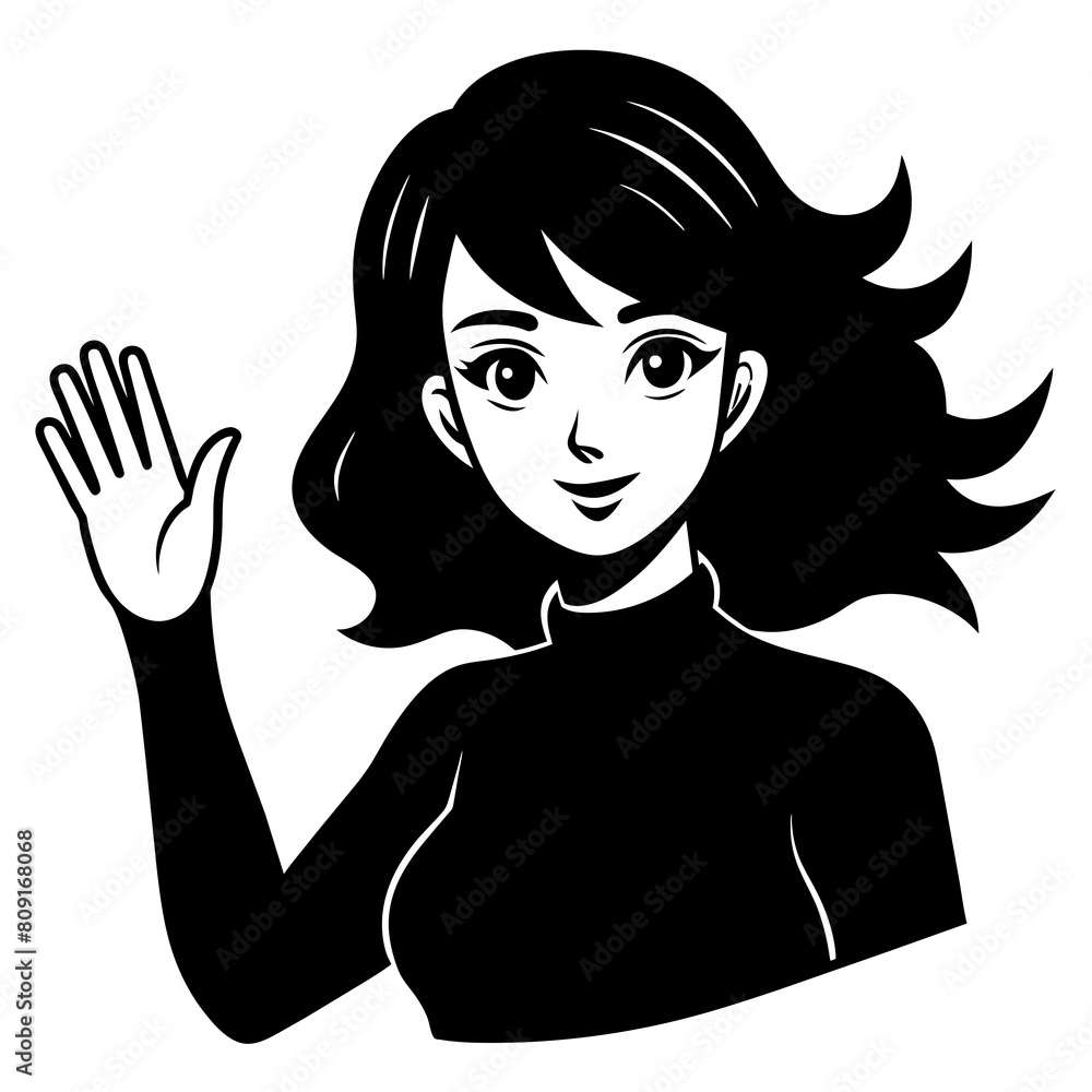 Girl waving hand vector illustration Girl waving hand vector illustration