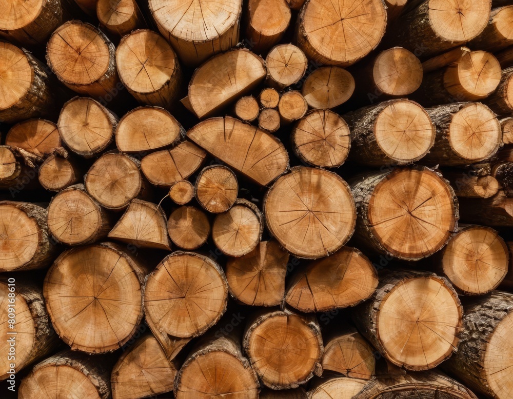 Wooden Logs Piled Up: Pattern of Growth Rings and Texture, Generative AI Wooden Logs Piled Up: Pattern of Growth Rings and Texture, Generative AI
