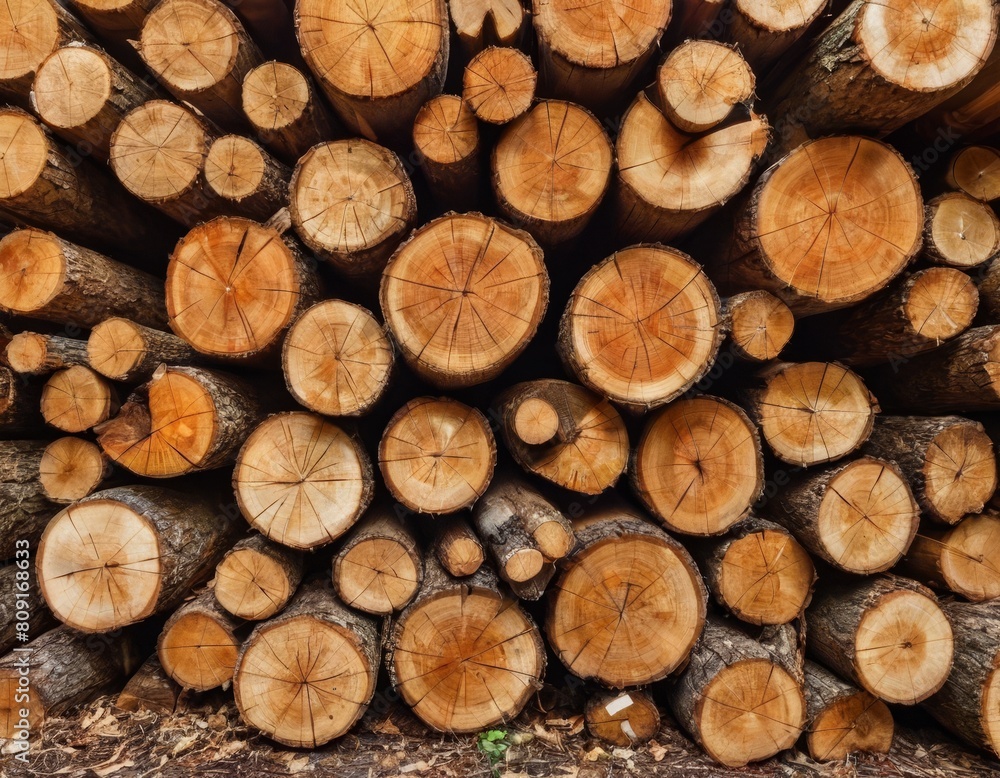 Wooden Logs Piled Up: Pattern of Growth Rings and Texture, Generative AI Wooden Logs Piled Up: Pattern of Growth Rings and Texture, Generative AI