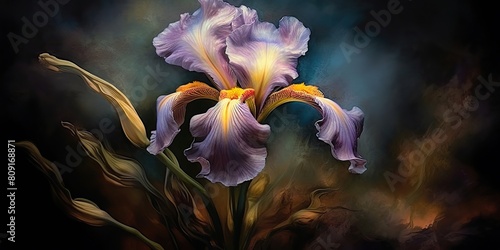 Dark plant floral iris flowers decoration background scene
