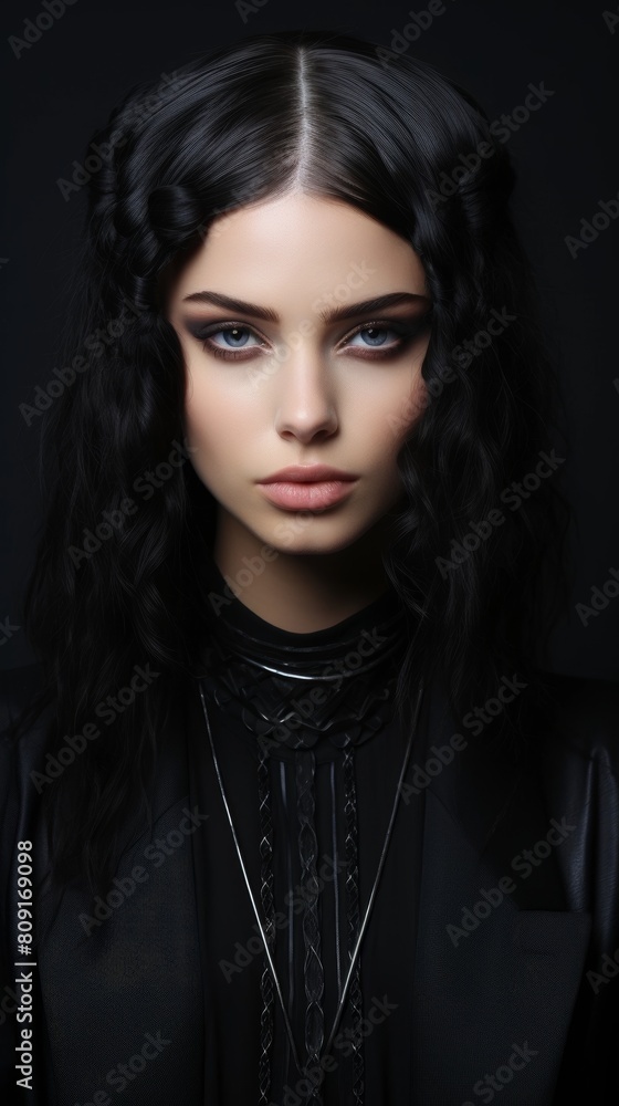 dark and mysterious woman with intense gaze dark and mysterious woman with intense gaze