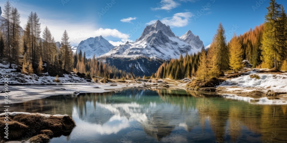 Breathtaking mountain landscape with serene lake reflection