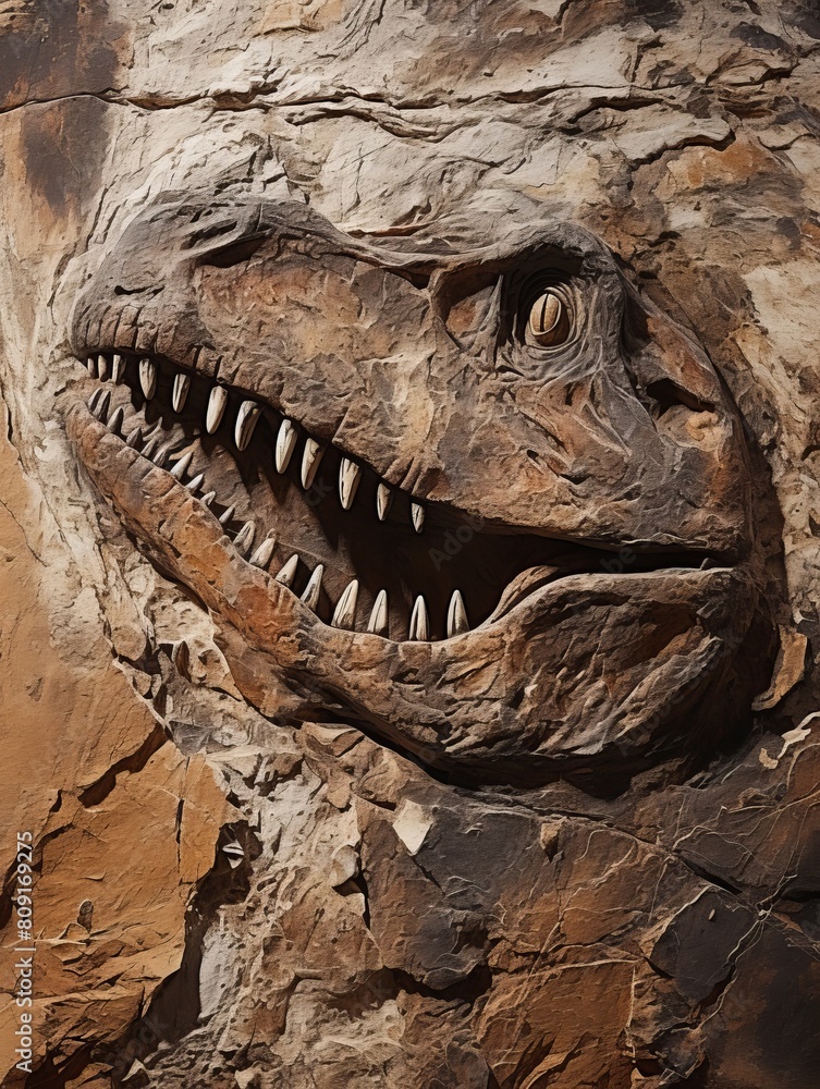 Fototapeta premium Ferocious prehistoric dinosaur fossil
