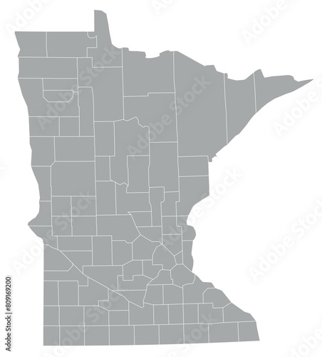 Map of the US states with districts. Map of the U.S. state of Minnesota