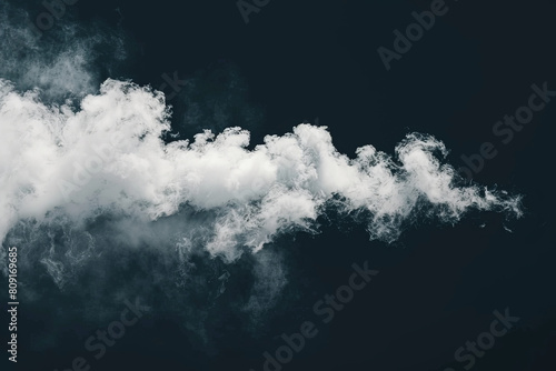 Single cloud in air, isolated on black background. Fog, white clouds or haze
 photo