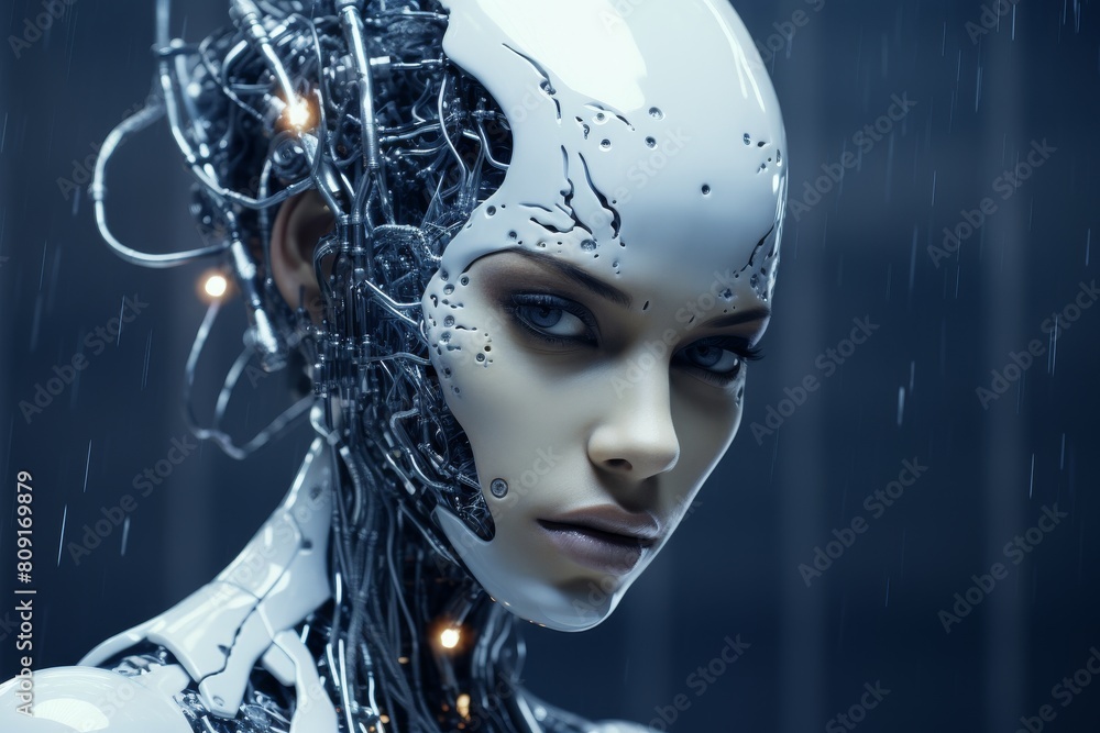 Futuristic cyborg woman with glowing circuits Futuristic cyborg woman with glowing circuits
