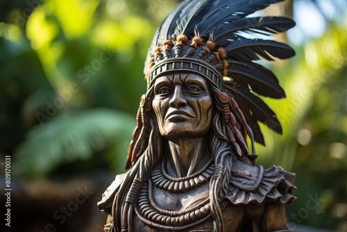 Detailed sculpture of a native american chief