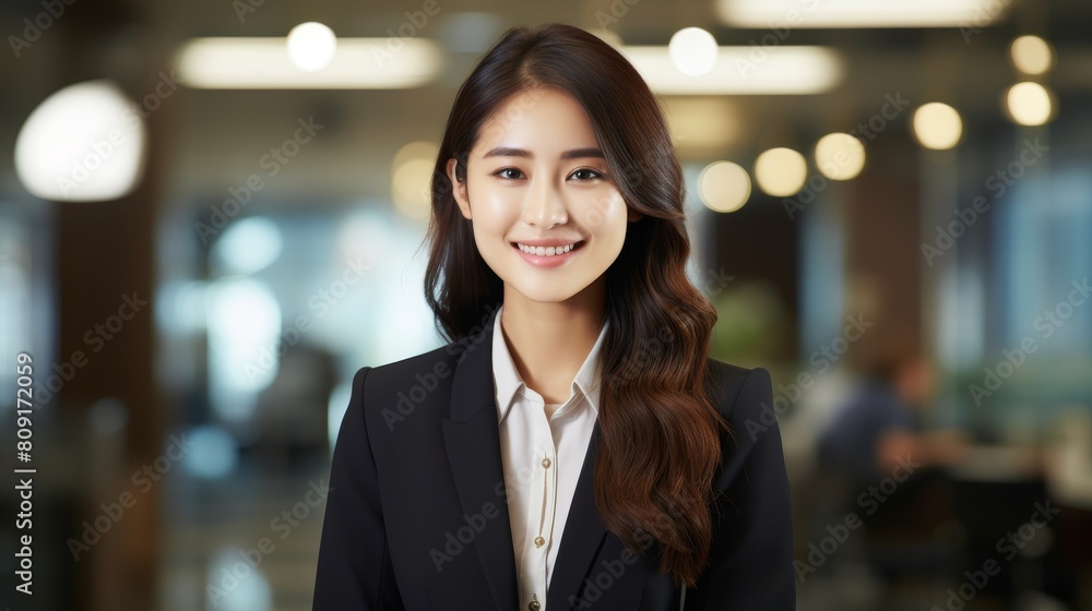 Smiling asian businesswoman in formal attire Smiling asian businesswoman in formal attire