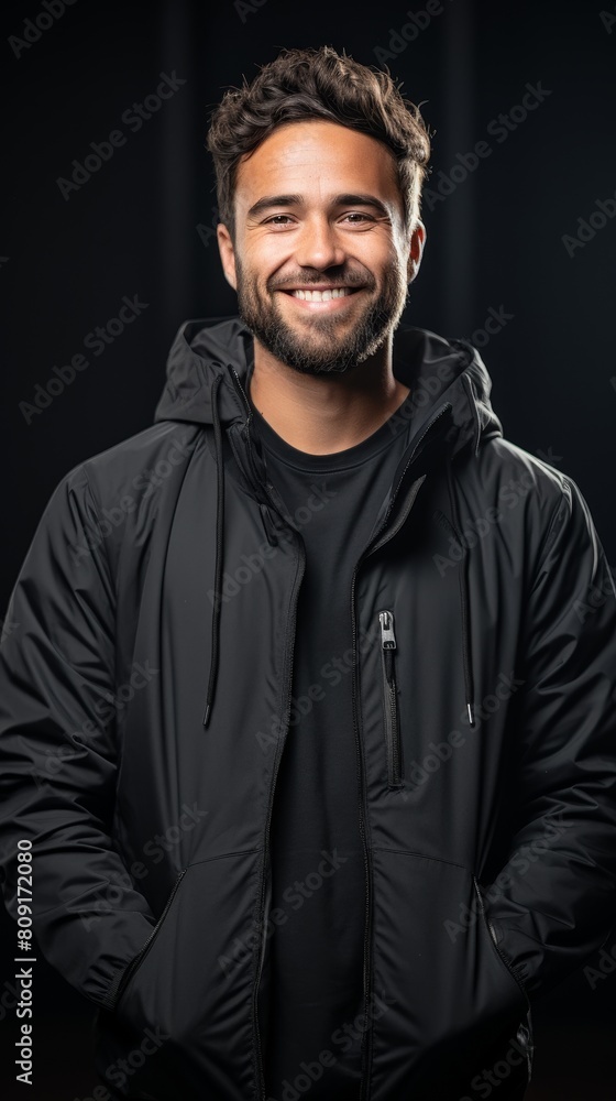 Smiling man in black jacket Smiling man in black jacket